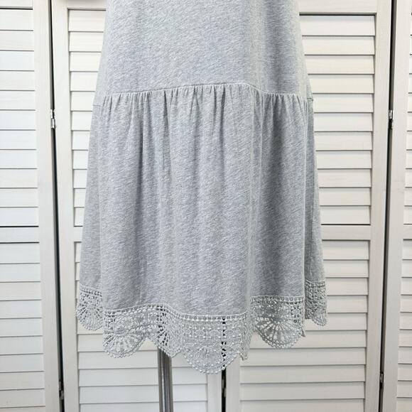 Sundance Soft Strand Sleeveless Ruffle Tank Dress Heather‎ Gray Lace Trim Size L - Picture 4 of 9